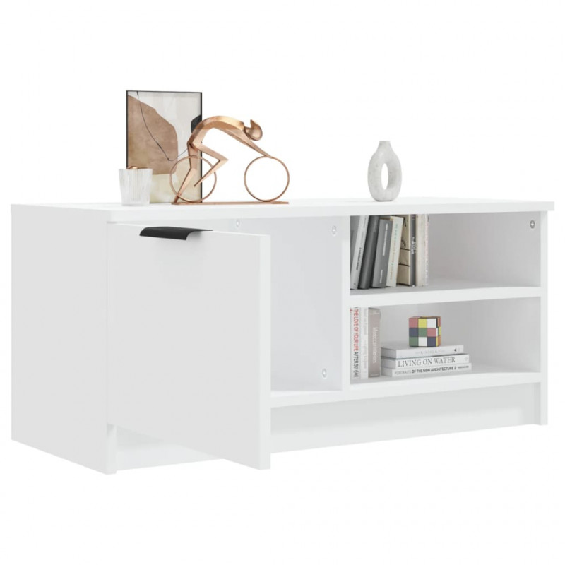 Szafka pod TV, biała, 80x35x36,5 cm, materiał drewnopochodny