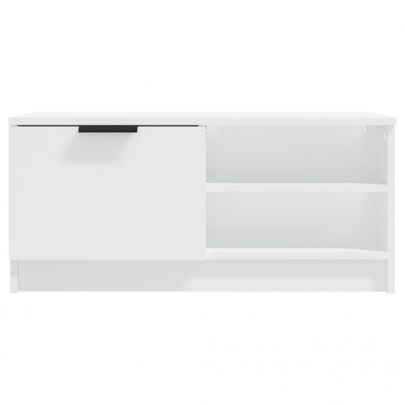 Szafka pod TV, biała, 80x35x36,5 cm, materiał drewnopochodny