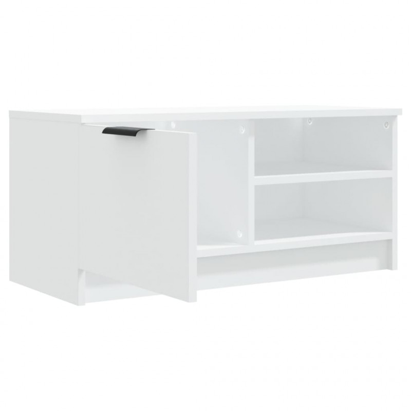 Szafka pod TV, biała, 80x35x36,5 cm, materiał drewnopochodny