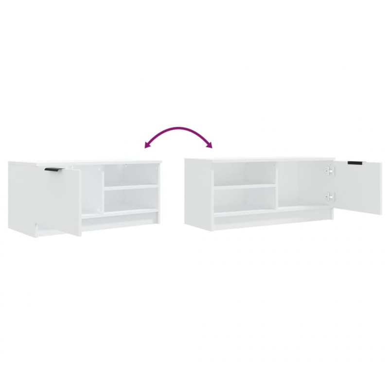 Szafka pod TV, biała, 80x35x36,5 cm, materiał drewnopochodny