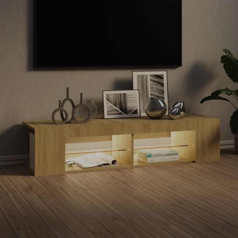 Szafka TV z oświetleniem LED, dąb sonoma, 135x39x30 cm