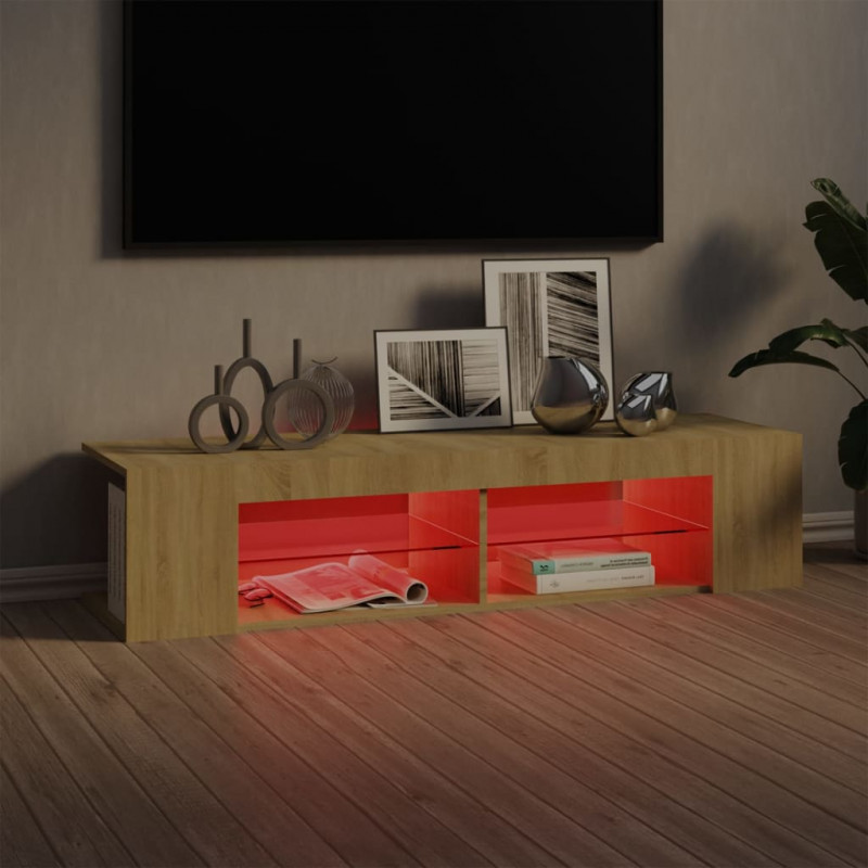 Szafka TV z oświetleniem LED, dąb sonoma, 135x39x30 cm