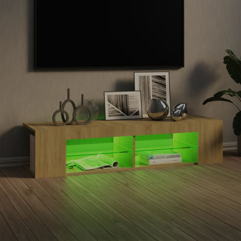 Szafka TV z oświetleniem LED, dąb sonoma, 135x39x30 cm