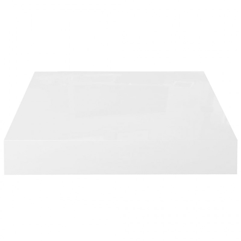 Półki ścienne 4 szt., białe, wysoki połysk, 23x23,5x3,8 cm, MDF
