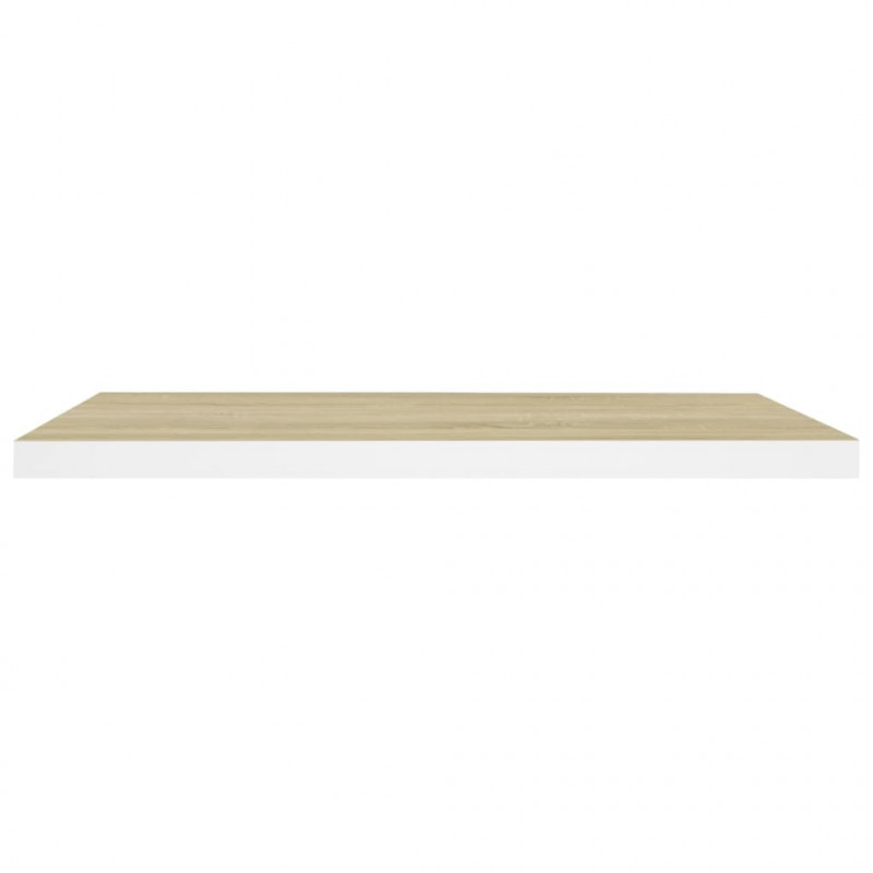 Półki ścienne, 4 szt., dębowo-białe, 80x23,5x3,8 cm, MDF