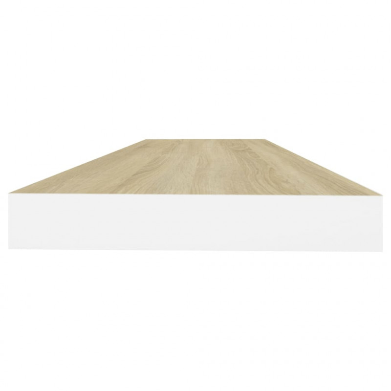 Półki ścienne, 4 szt., dębowo-białe, 80x23,5x3,8 cm, MDF