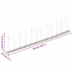 Kolce przeciw ptakom, 2 rzędy, stal nierdzewna, 20 szt., 10 m