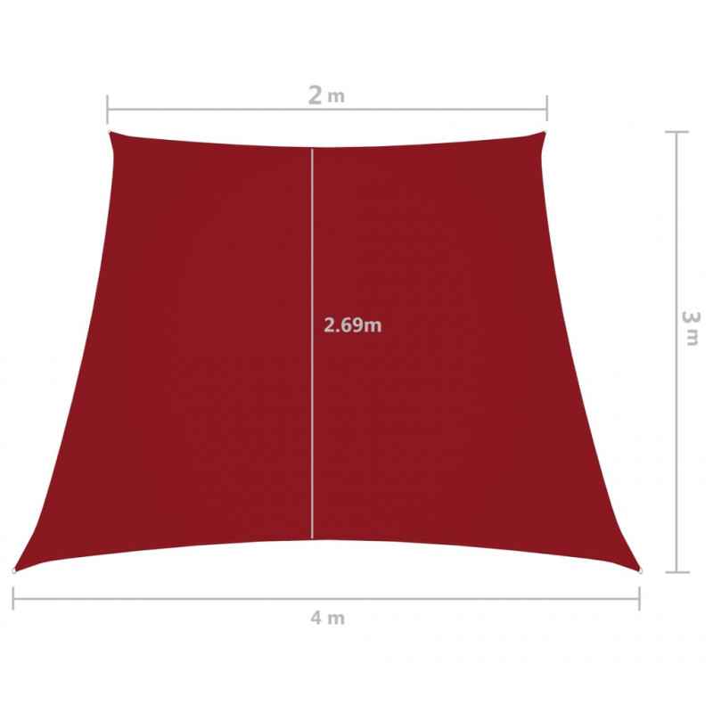 Trapezowy żagiel ogrodowy, tkanina Oxford, 2/4x3 m, czerwony