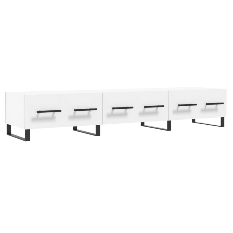 Szafka pod TV, biała, 150x36x30 cm, materiał drewnopochodny