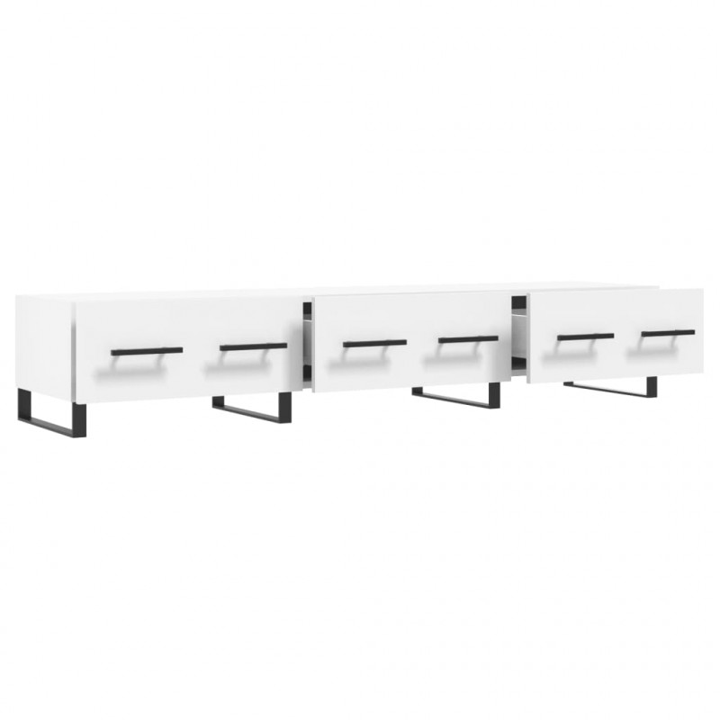 Szafka pod TV, biała, 150x36x30 cm, materiał drewnopochodny