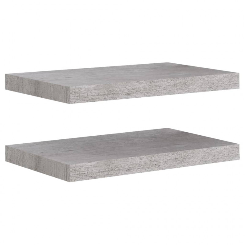 Półki ścienne, 2 szt., szarość betonu, 50x23x3,8 cm, MDF