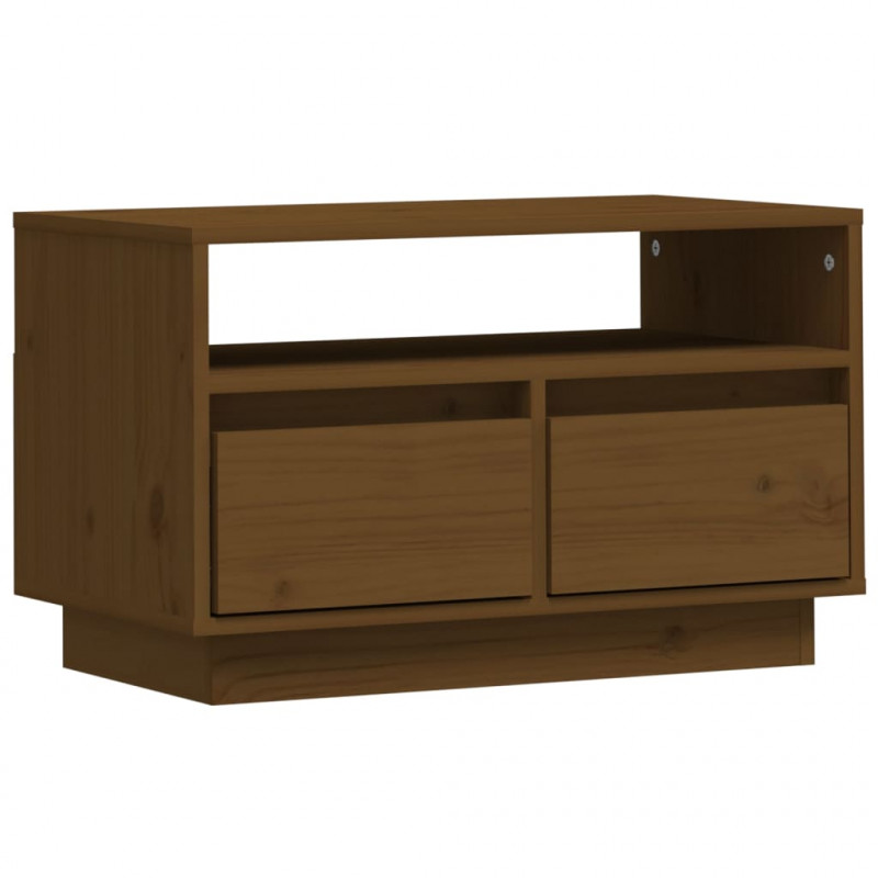 Szafka pod TV, miodowy brąz, 60x35x37 cm, lite drewno sosnowe