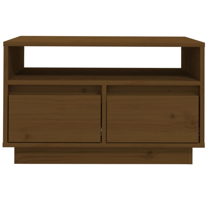 Szafka pod TV, miodowy brąz, 60x35x37 cm, lite drewno sosnowe