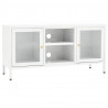 Szafka pod telewizor, biała, 105x35x52 cm, stal i szkło