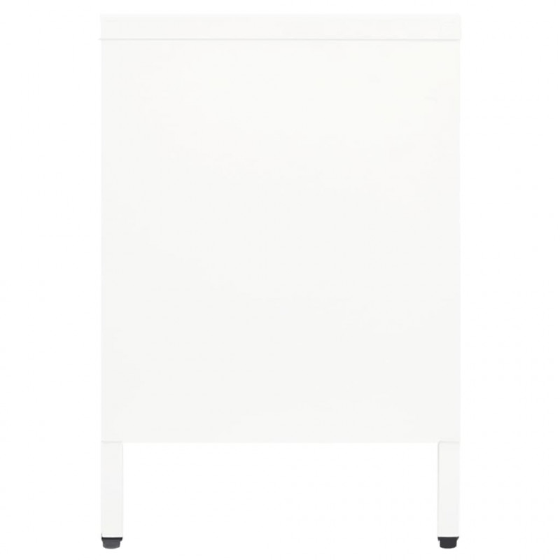Szafka pod telewizor, biała, 105x35x52 cm, stal i szkło