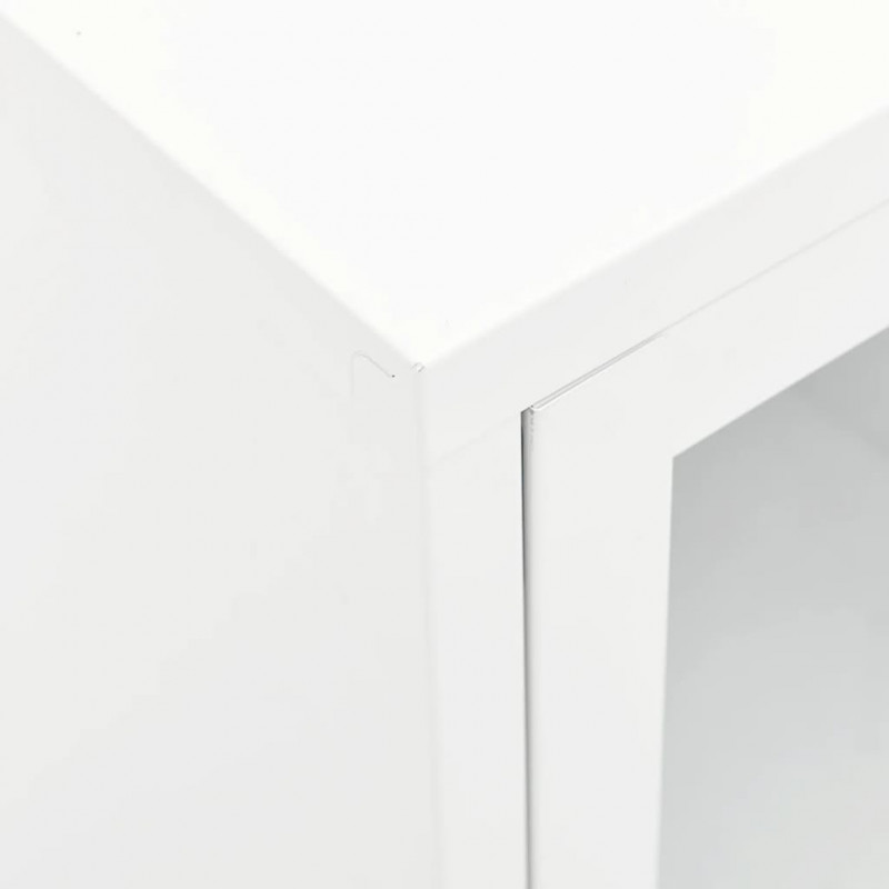 Szafka pod telewizor, biała, 105x35x52 cm, stal i szkło