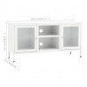 Szafka pod telewizor, biała, 105x35x52 cm, stal i szkło