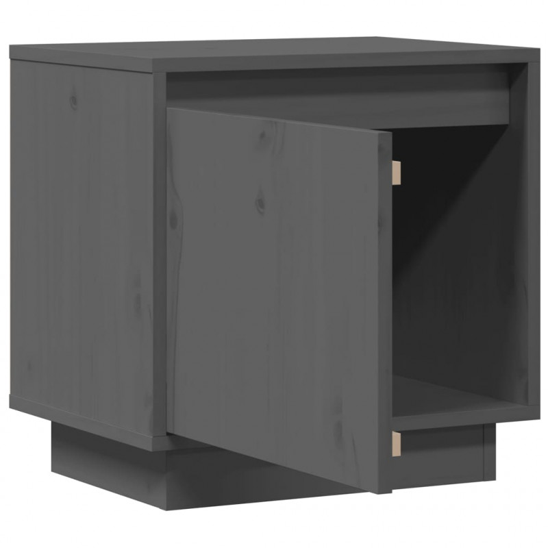 Szafki nocne, 2 szt., szare, 40x30x40 cm, lite drewno sosnowe