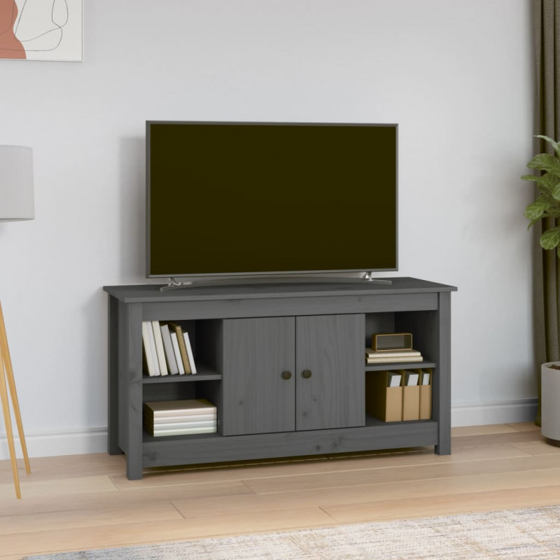 Szafka pod telewizor, szara, 103x36,5x52 cm, drewno sosnowe