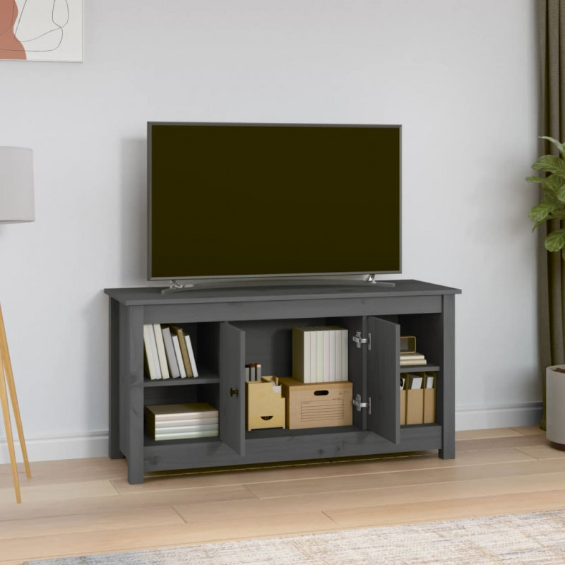 Szafka pod telewizor, szara, 103x36,5x52 cm, drewno sosnowe