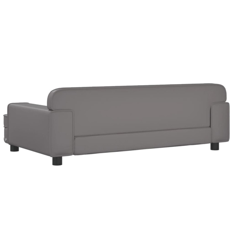 Sofa dla dzieci, szara, 90x53x30 cm, sztuczna skóra