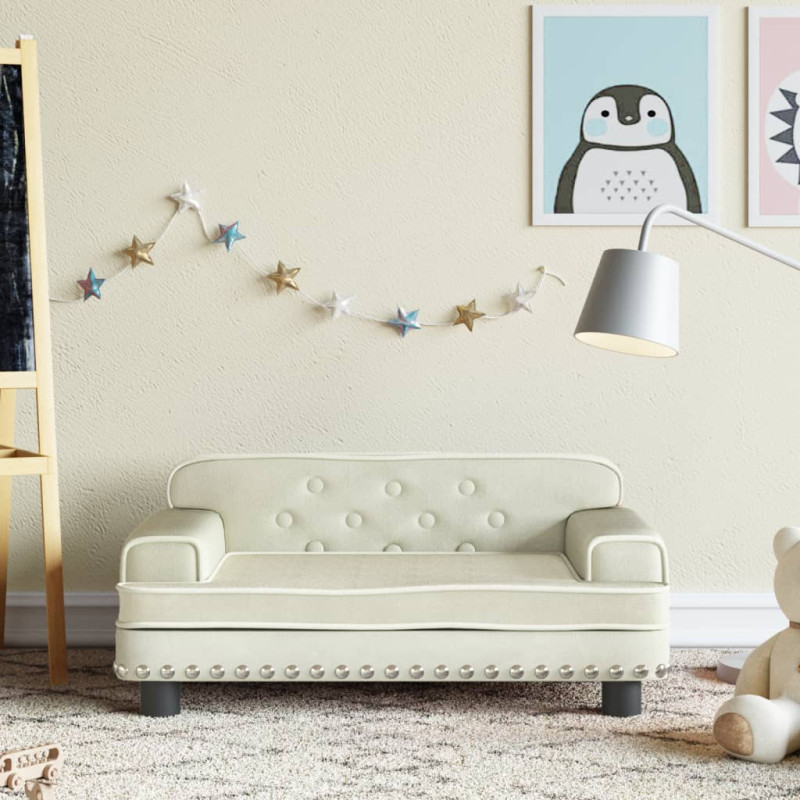 Sofa dla dzieci, kremowa, 70x45x30 cm, aksamit