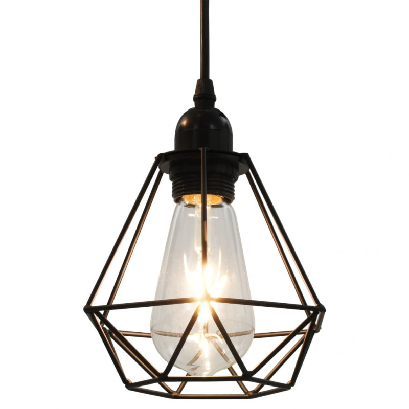 Lampa sufitowa, diamentowe klosze, czarna, 3 żarówki E27