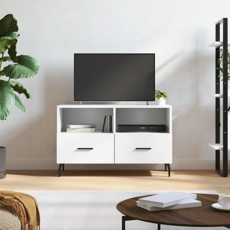 Szafka pod TV, biała, 80x36x50 cm, materiał drewnopochodny