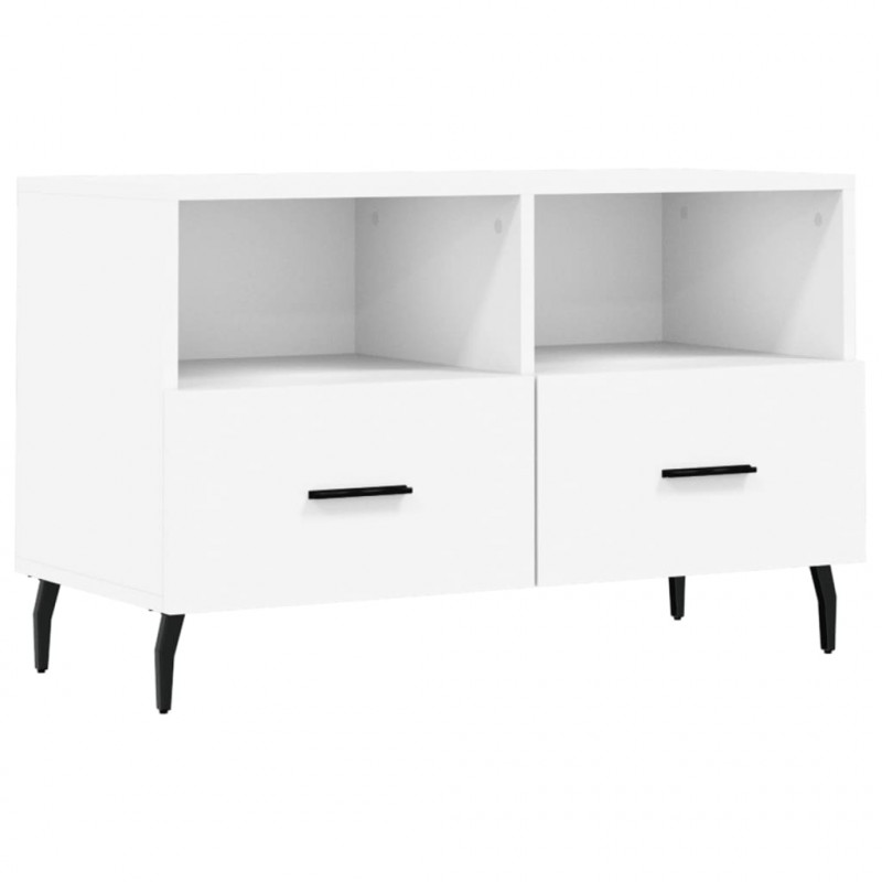 Szafka pod TV, biała, 80x36x50 cm, materiał drewnopochodny