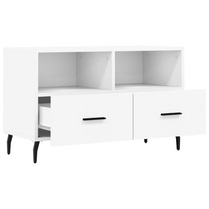 Szafka pod TV, biała, 80x36x50 cm, materiał drewnopochodny