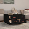 Stolik kawowy, czarny, 80x80x45 cm, lite drewno sosnowe