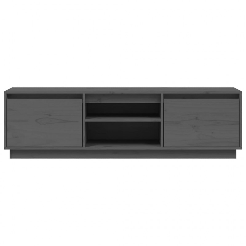 Szafka pod telewizor, szara, 140x35x40 cm, lite drewno sosnowe