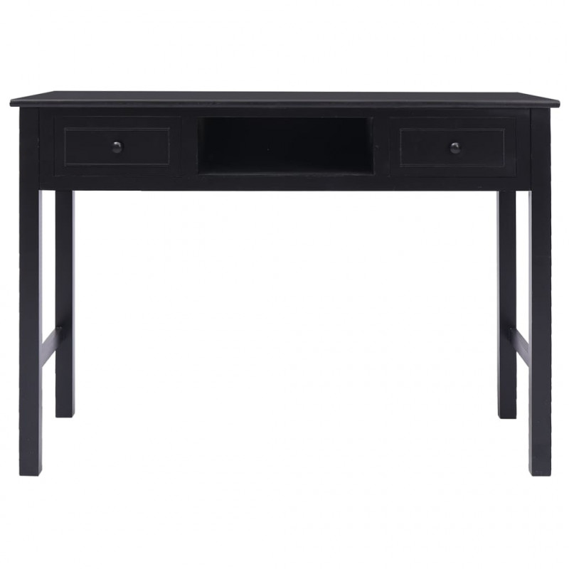 Biurko, czarne, 108x45x76 cm, lite drewno paulowni