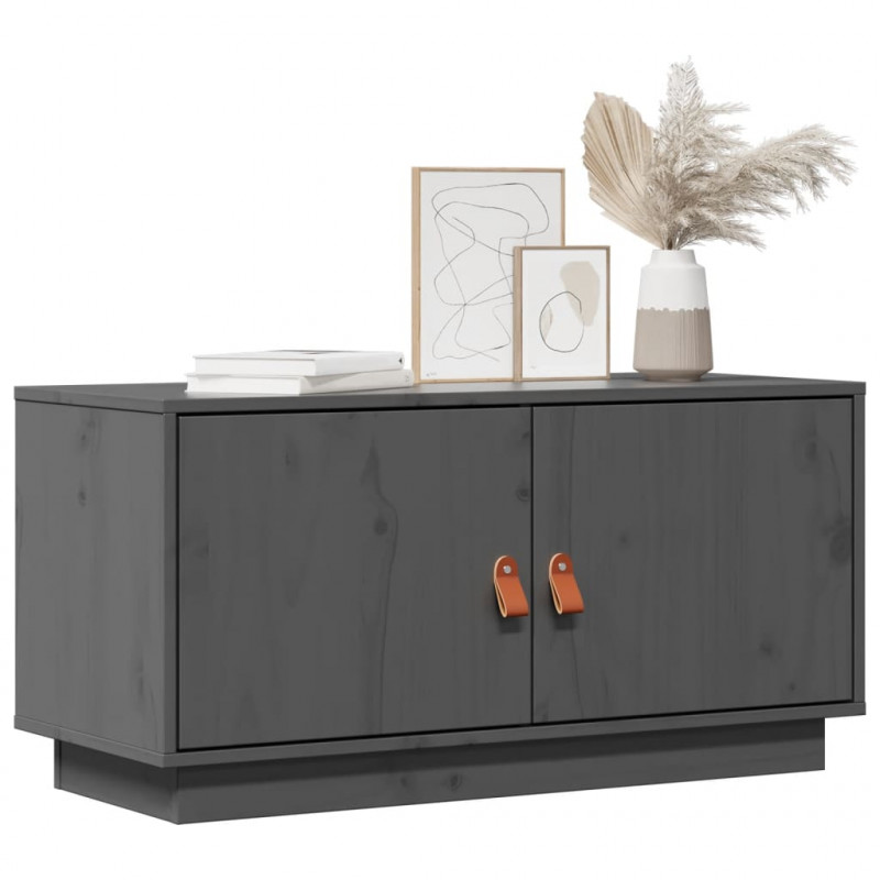 Szafka pod TV, szara, 80x34x40 cm, lite drewno sosnowe