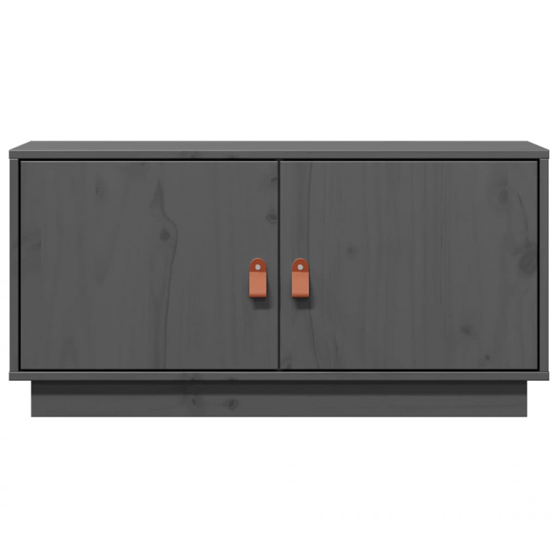 Szafka pod TV, szara, 80x34x40 cm, lite drewno sosnowe