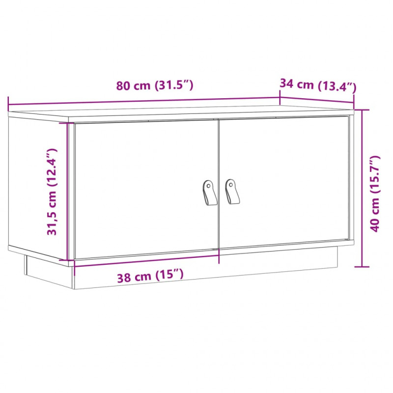 Szafka pod TV, szara, 80x34x40 cm, lite drewno sosnowe