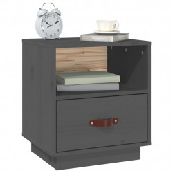 Szafki nocne, 2 szt., szare, 40x34x45 cm, lite drewno sosnowe