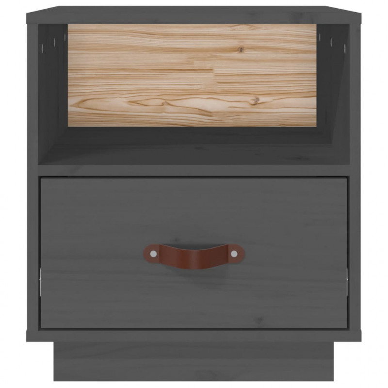 Szafki nocne, 2 szt., szare, 40x34x45 cm, lite drewno sosnowe