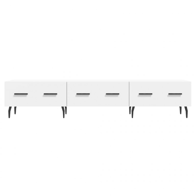 Szafka pod TV, biała, 150x36x30 cm, materiał drewnopochodny