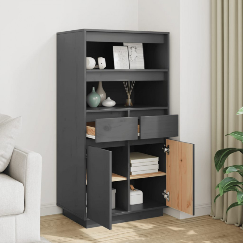 Szafka, szara, 60x40x116,5 cm, lite drewno sosnowe