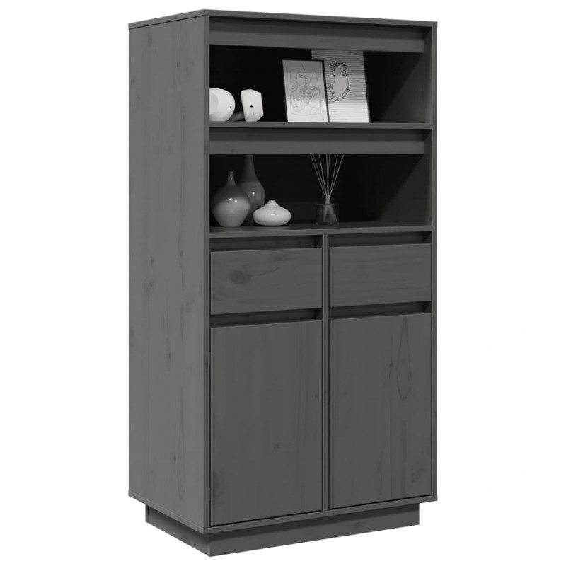 Szafka, szara, 60x40x116,5 cm, lite drewno sosnowe