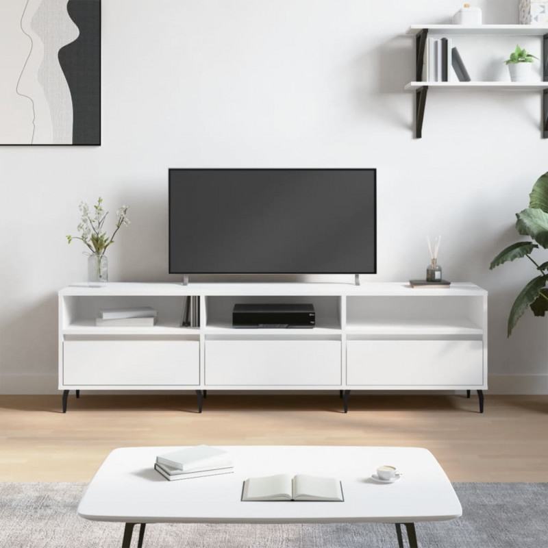 Szafka pod TV, biała, 150x30x44,5 cm, materiał drewnopochodny