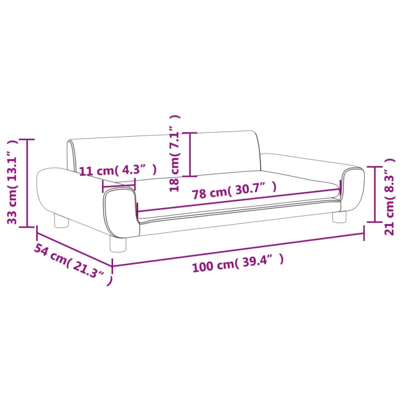Sofa dla dzieci, czarna, 100x54x33 cm, aksamit
