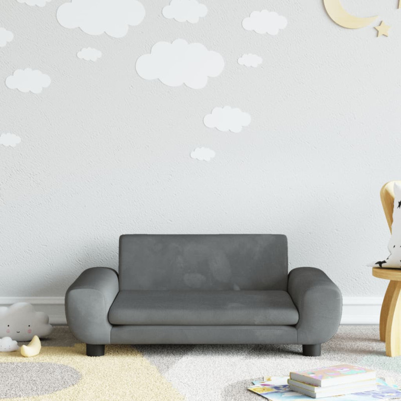 Sofa dla dzieci, ciemnoszara, 70x45x33 cm, aksamit