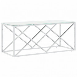 Stolik kawowy, 110x45x45 cm, stal nierdzewna i szkło