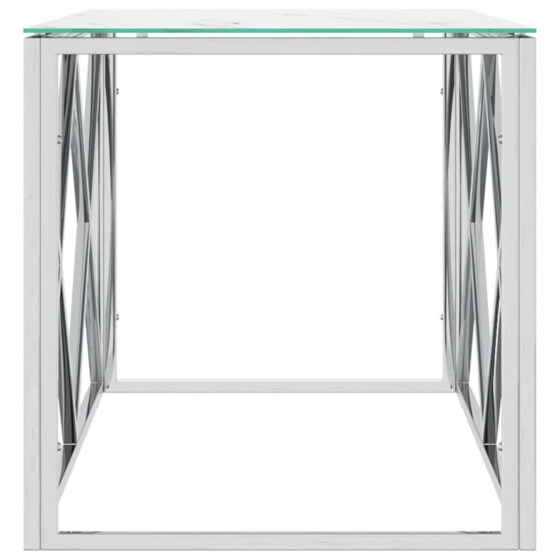 Stolik kawowy, 110x45x45 cm, stal nierdzewna i szkło