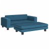Sofa dziecięca z podnóżkiem, niebieska, 100x50x30 cm, aksamit
