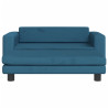 Sofa dziecięca z podnóżkiem, niebieska, 100x50x30 cm, aksamit