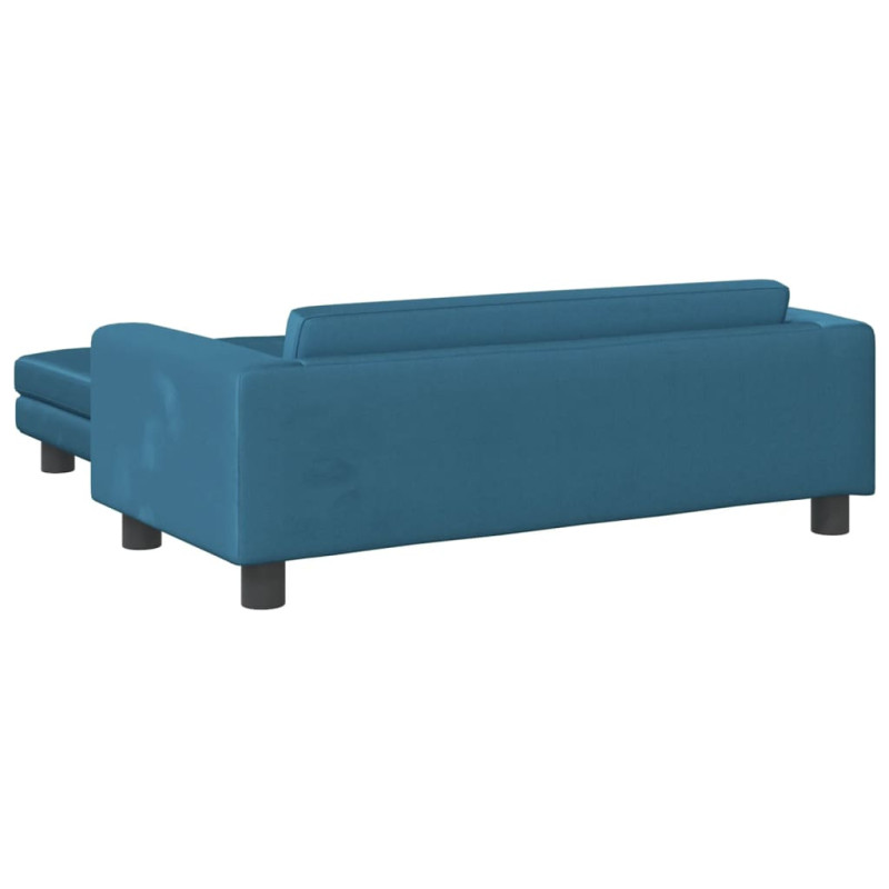 Sofa dziecięca z podnóżkiem, niebieska, 100x50x30 cm, aksamit