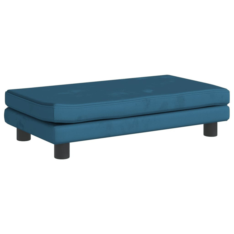 Sofa dziecięca z podnóżkiem, niebieska, 100x50x30 cm, aksamit